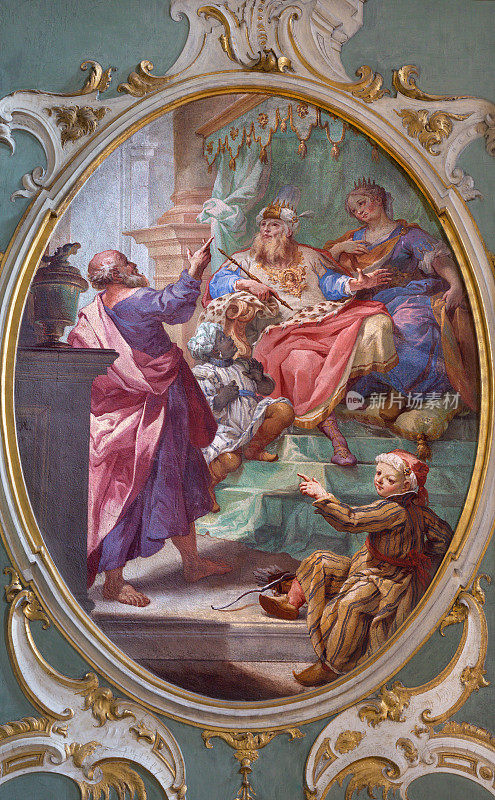 圣巴塞洛缪的壁画在皇帝面前的教堂Chiesa dei SS. Bartolomeo e Stefano由Giuseppe Raggi(18)。分)。